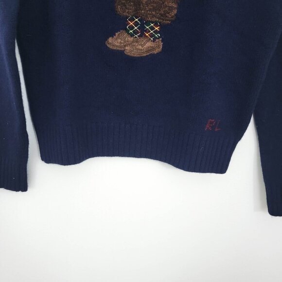 Polo Ralph Lauren Heritage Bear Wool Crewneck Sweater in Navy Blue - Picture 4 of 10